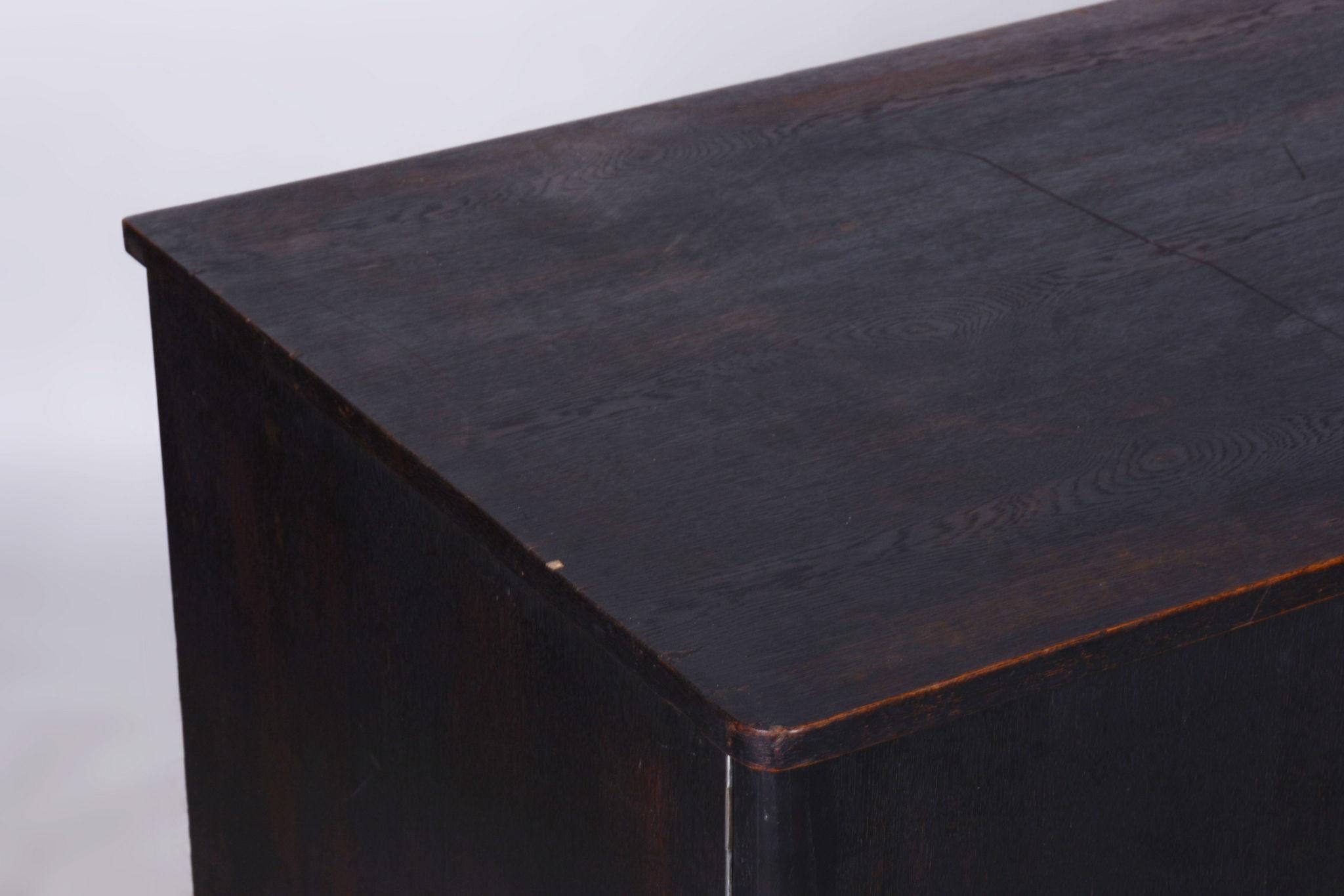 Restored Art Deco Writing Desk, by Robert Slezak, Oak, Chrome, Czech, 1930s For Sale 2