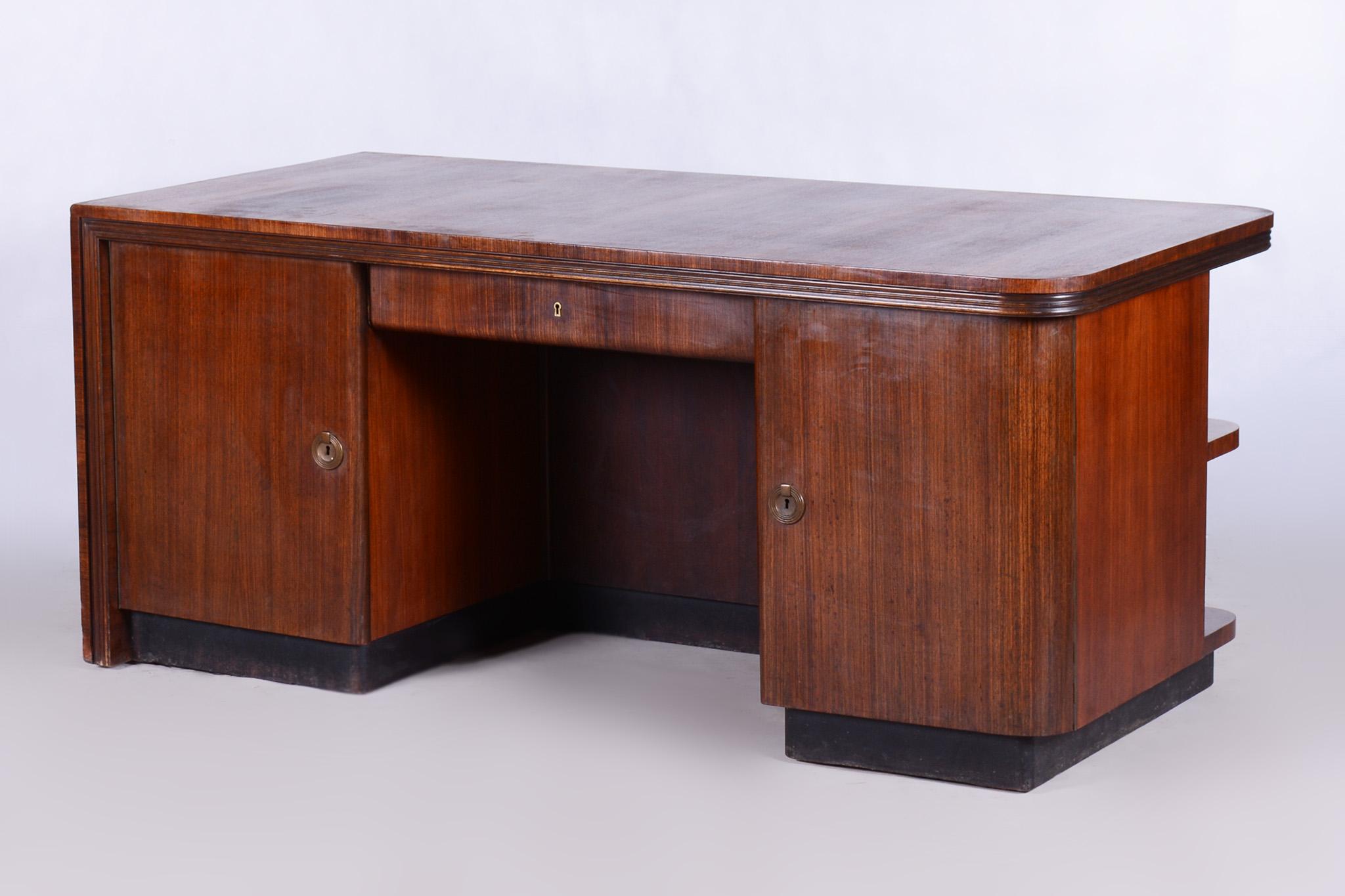 Restored Art Deco Writing Desk, Germany, 1930s, Revived Polish In Good Condition For Sale In Horomerice, CZ
