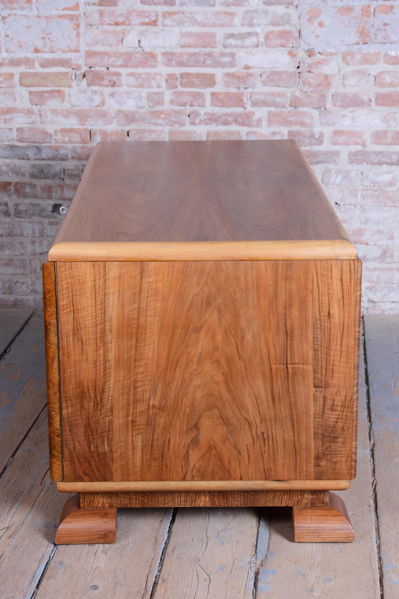 Restored Art Deco Writing Desk, Mahogany, Walnut, Revived Polish, Czech, 1920s For Sale 14