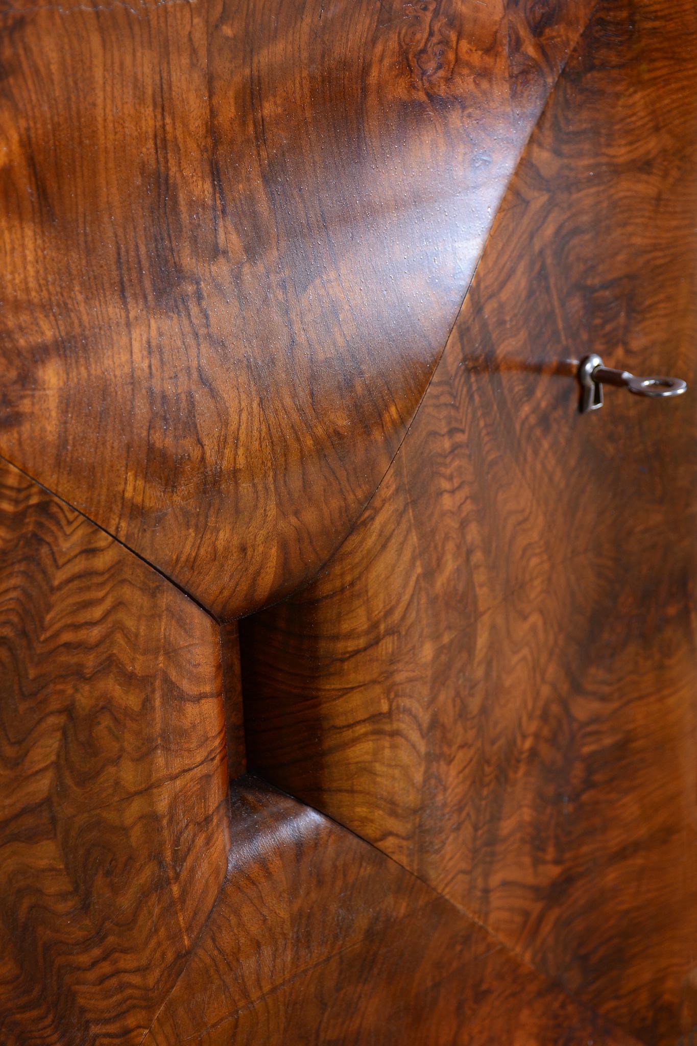 Restored Art Deco Writing Desk, Mahogany, Walnut, Revived Polish, Czech, 1920s For Sale 1