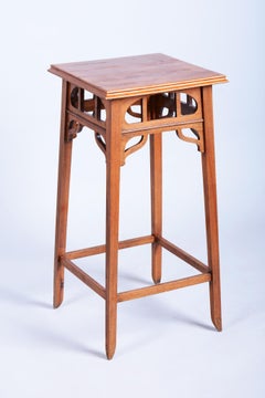 Restored Art Nouveau Pedestal, Walnut, Revived Polish, Czech, 1900s