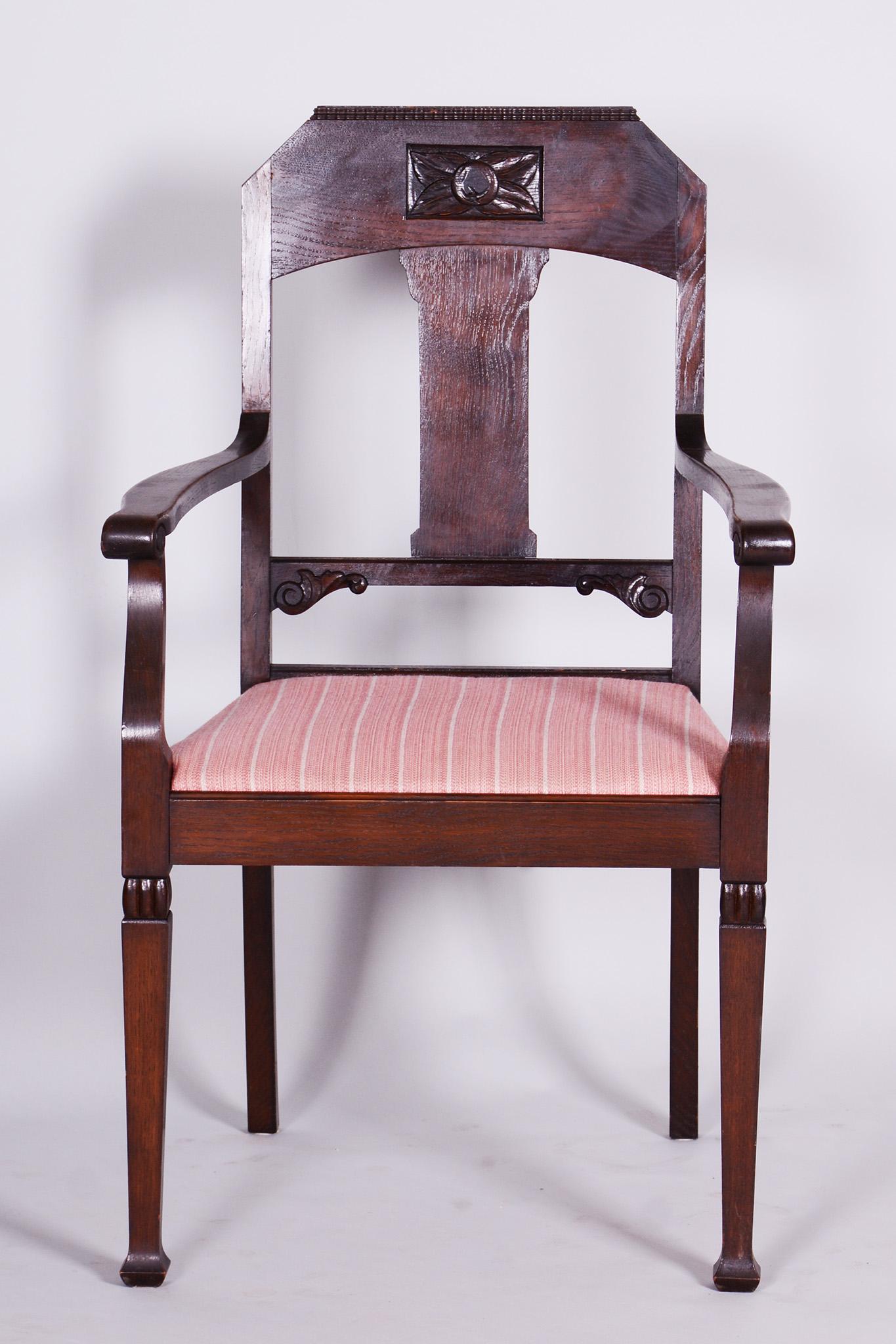 Restored Art Nouveau Walnut Armchair, Revived Polish, Austria, 1910s For Sale 7
