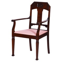 Restored Art Nouveau Walnut Armchair, Revived Polish, Austria, 1910s