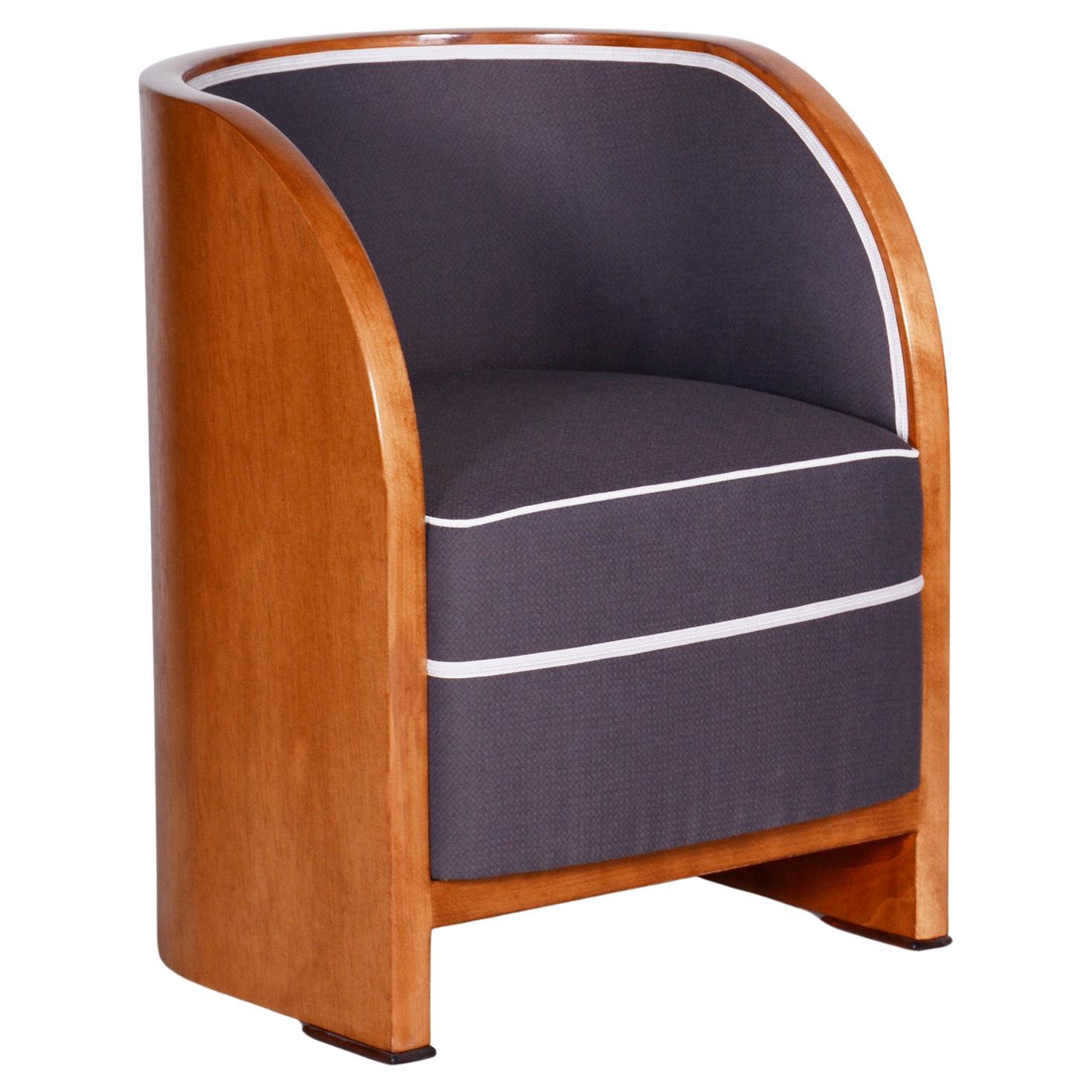 Restored Art Deco Armchair, Mahogany Veneer, Beech Solid Wood, France, 1940s
