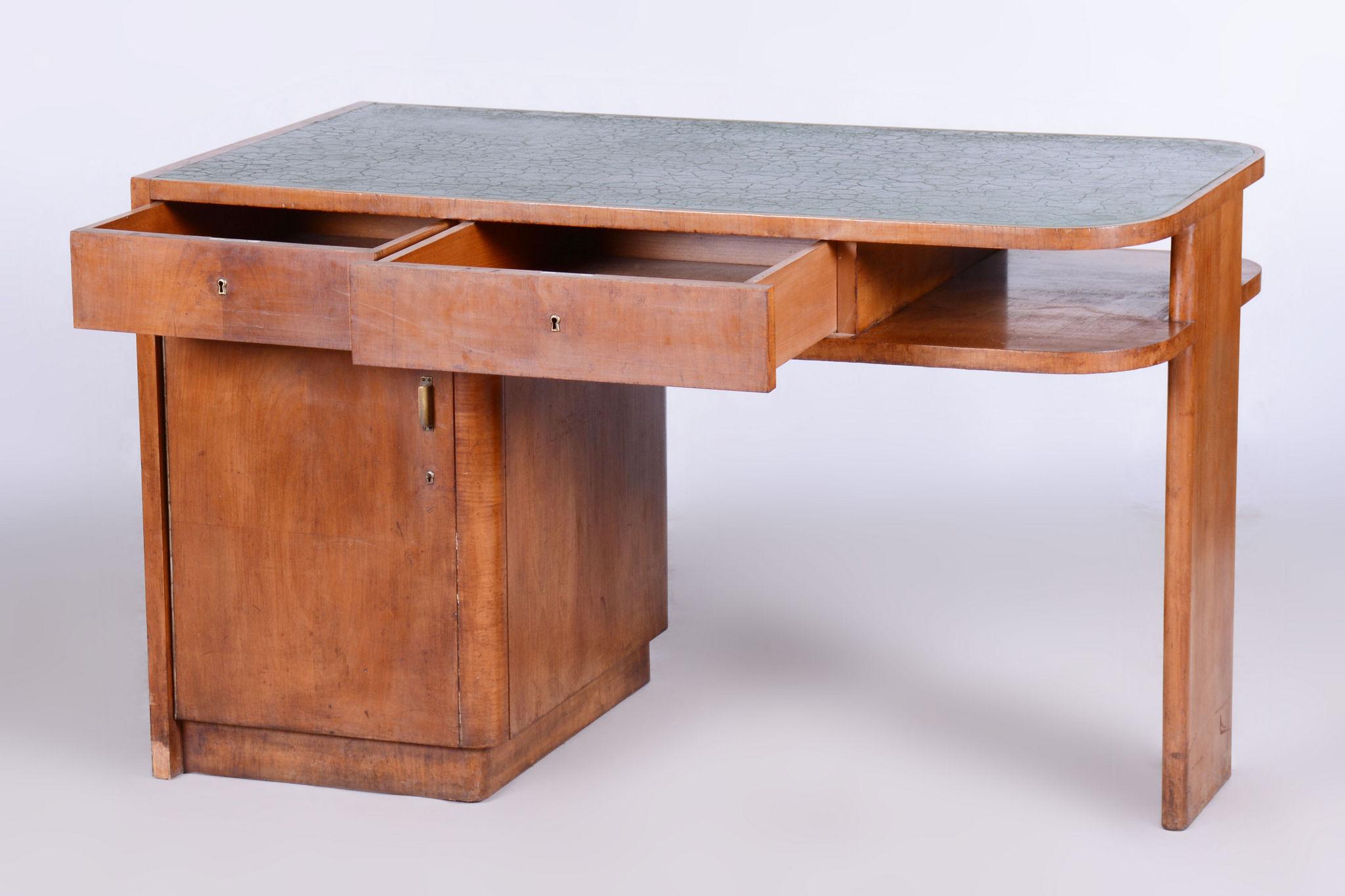 Restored ArtDeco Cherrytree Writing Desk, J. Halabala, UP Zavody, Czechia, 1930s For Sale 4