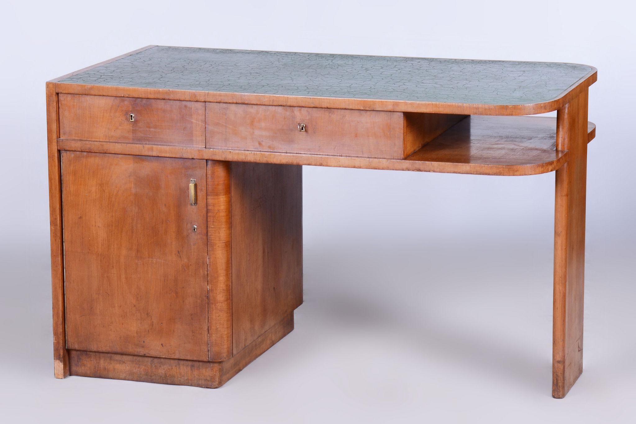 Restored ArtDeco Cherrytree Writing Desk, J. Halabala, UP Zavody, Czechia, 1930s For Sale 6