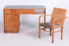 Restored ArtDeco Cherrytree Writing Desk, J. Halabala, UP Zavody, Czechia, 1930s