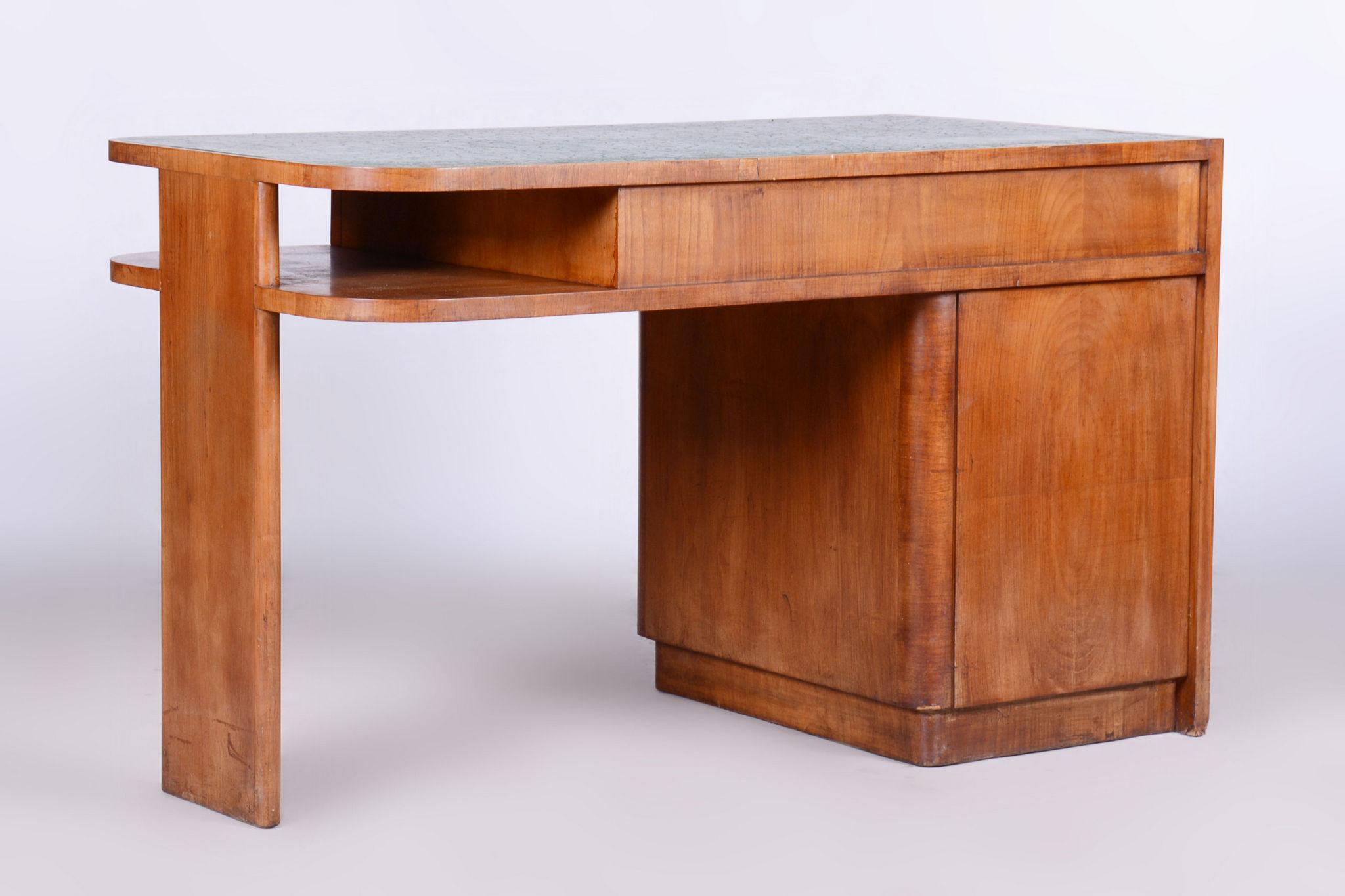 Mid-20th Century Restored ArtDeco Cherrytree Writing Desk, J. Halabala, UP Zavody, Czechia, 1930s For Sale