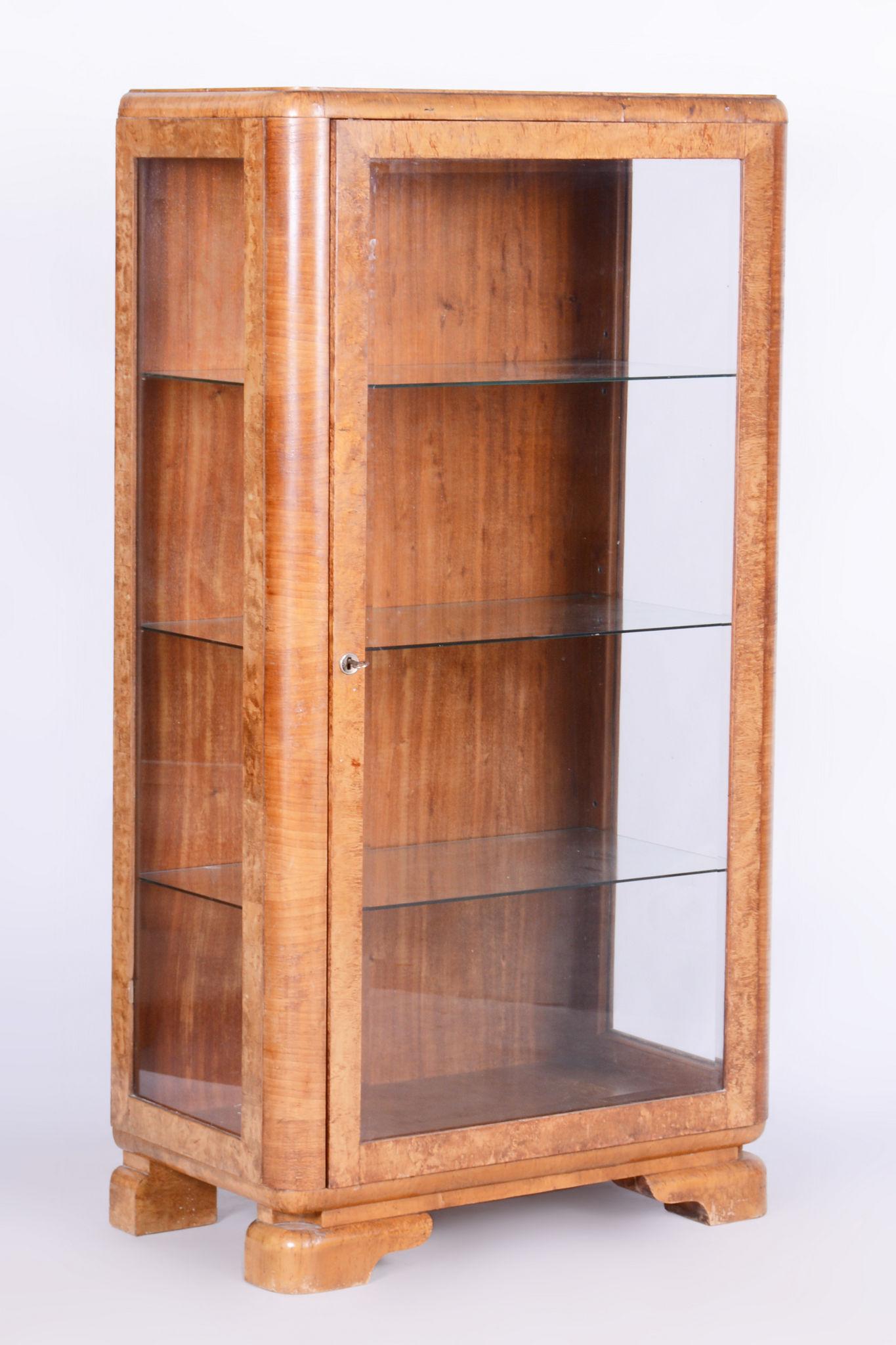 Glass Restored ArtDeco Display Cabinet, Jindrich Halabala, UP Zavody, Czech, 1930s For Sale