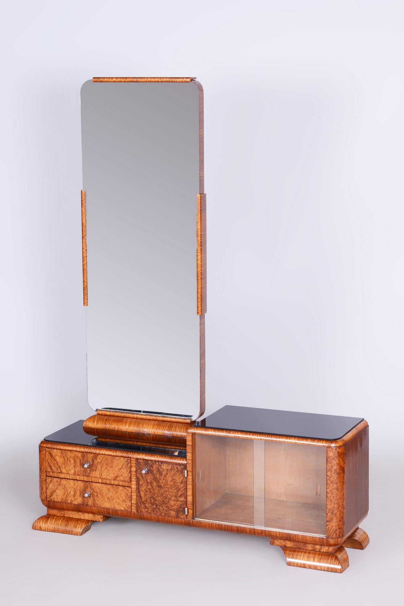 Restored ArtDeco Dressing Mirror, Palisandr, Walnut Root Veneer, France, 1920s In Good Condition For Sale In Horomerice, CZ