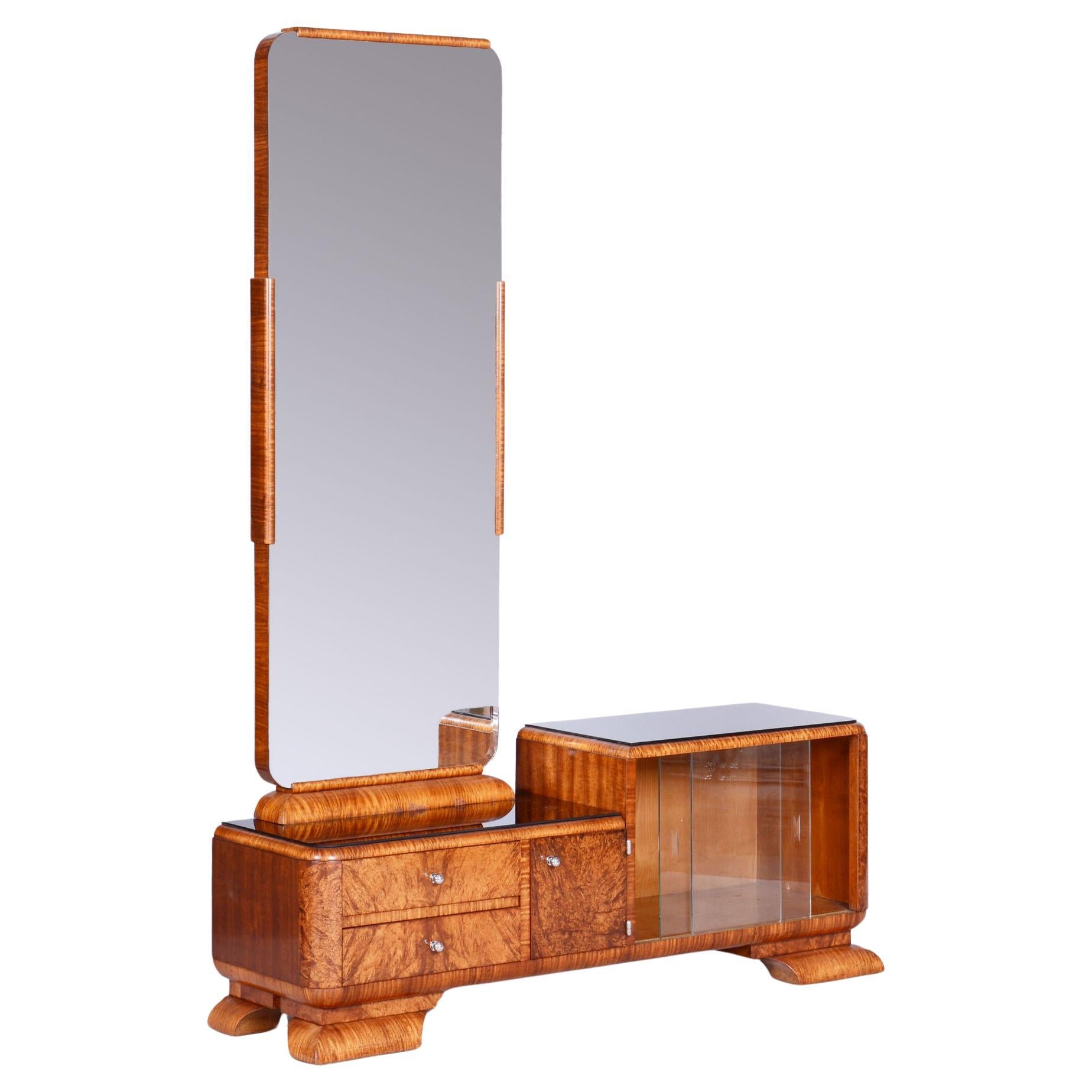 Restored ArtDeco Dressing Mirror, Palisandr, Walnut Root Veneer, France, 1920s For Sale