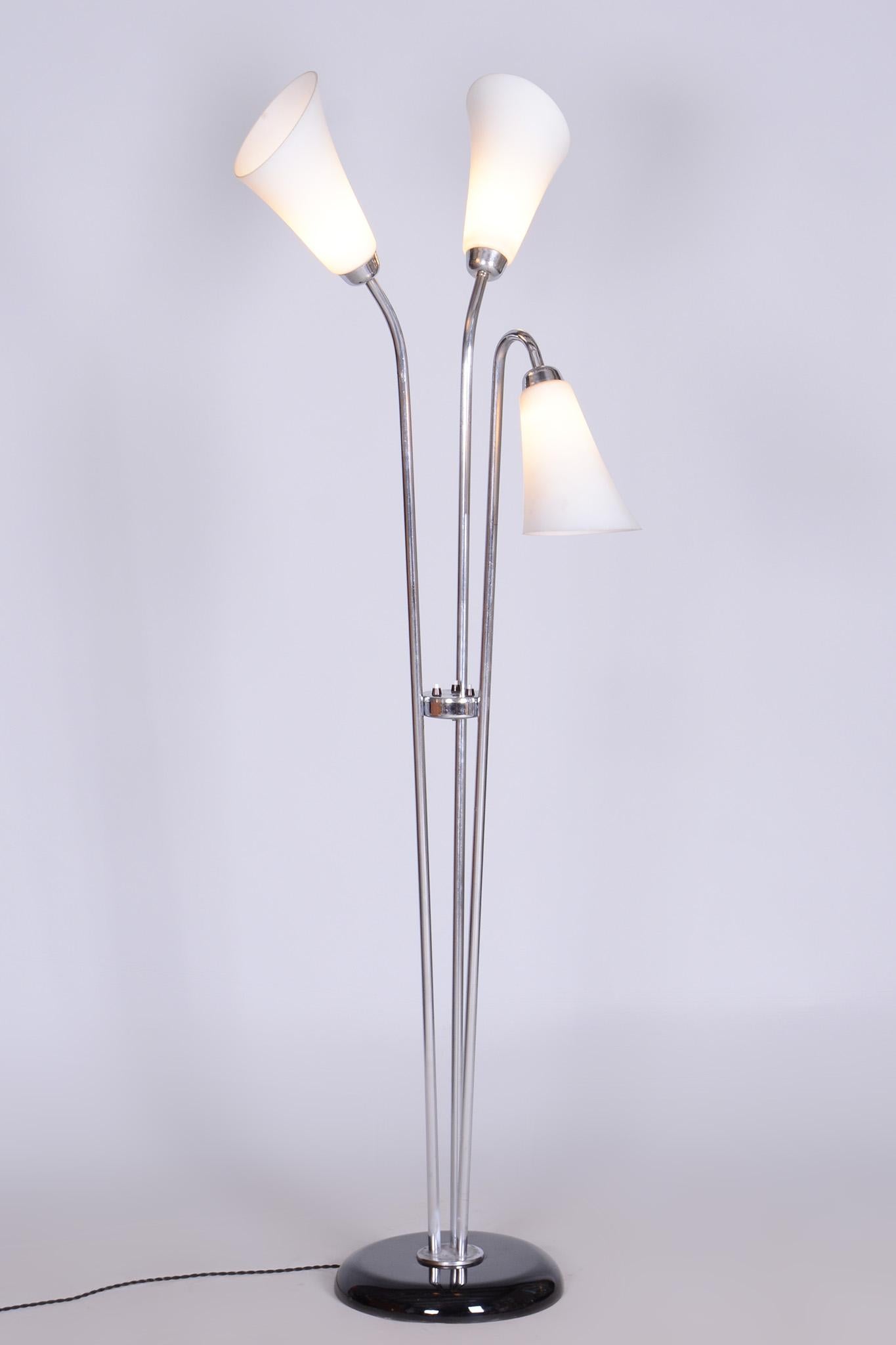 Restored ArtDeco Floor Lamp, Chrome-plated Steel, Czechia, 1930s For Sale 6