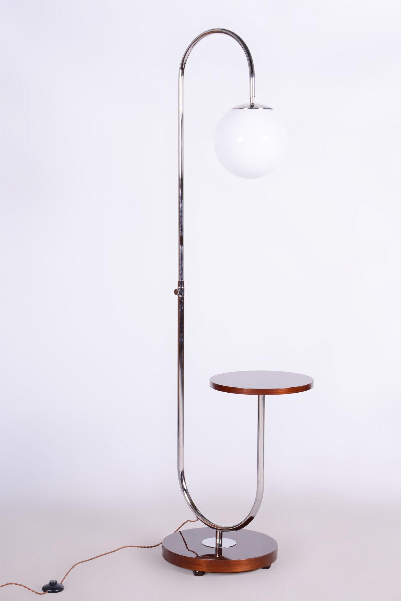 Restored ArtDeco Floor Lamp, J. Halabala, UP Zavody, Chrome, Czechia, 1930s For Sale 4