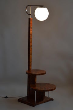 Restored ArtDeco Floor Lamp, J. Halabala, UP Zavody, Chrome, Czechia, 1930s