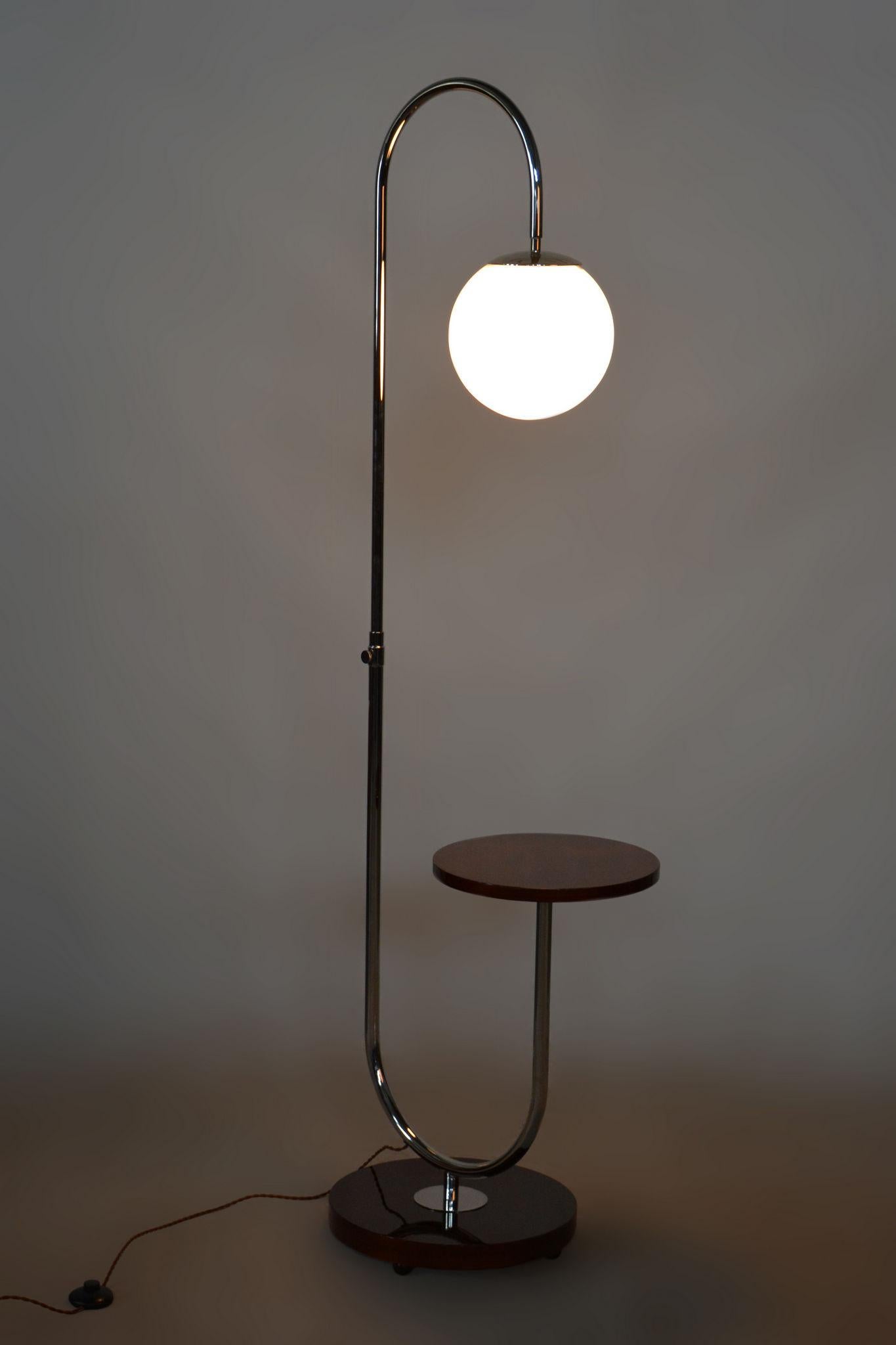 Mid-20th Century Restored ArtDeco Floor Lamp, J. Halabala, UP Zavody, Chrome, Czechia, 1930s For Sale