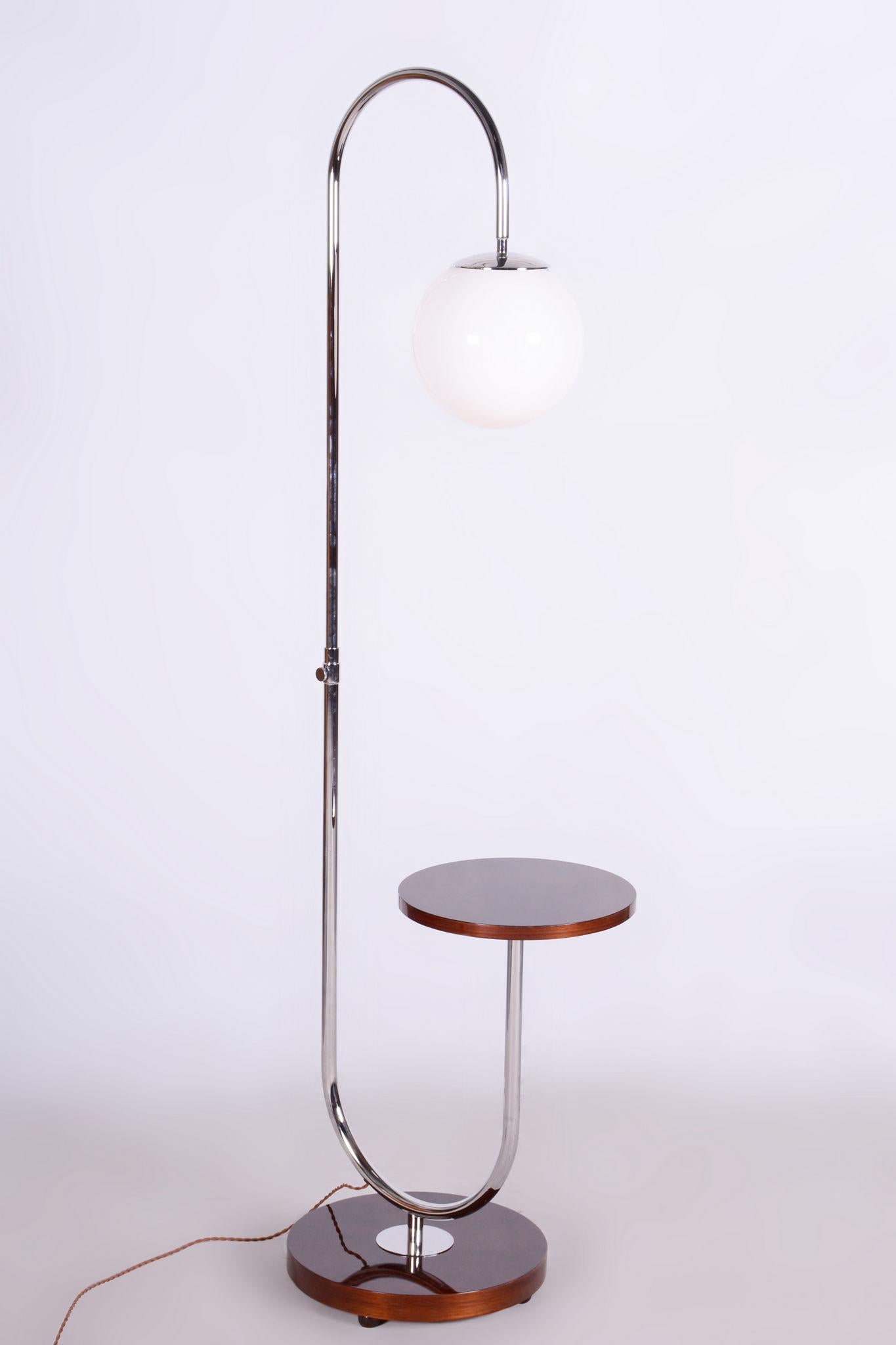 Steel Restored ArtDeco Floor Lamp, J. Halabala, UP Zavody, Chrome, Czechia, 1930s For Sale
