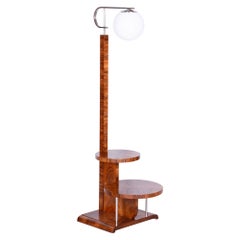 Lampada da terra ArtDeco restaurata, J. Halabala, Up Zavody, Cromo, Cechia, anni '30