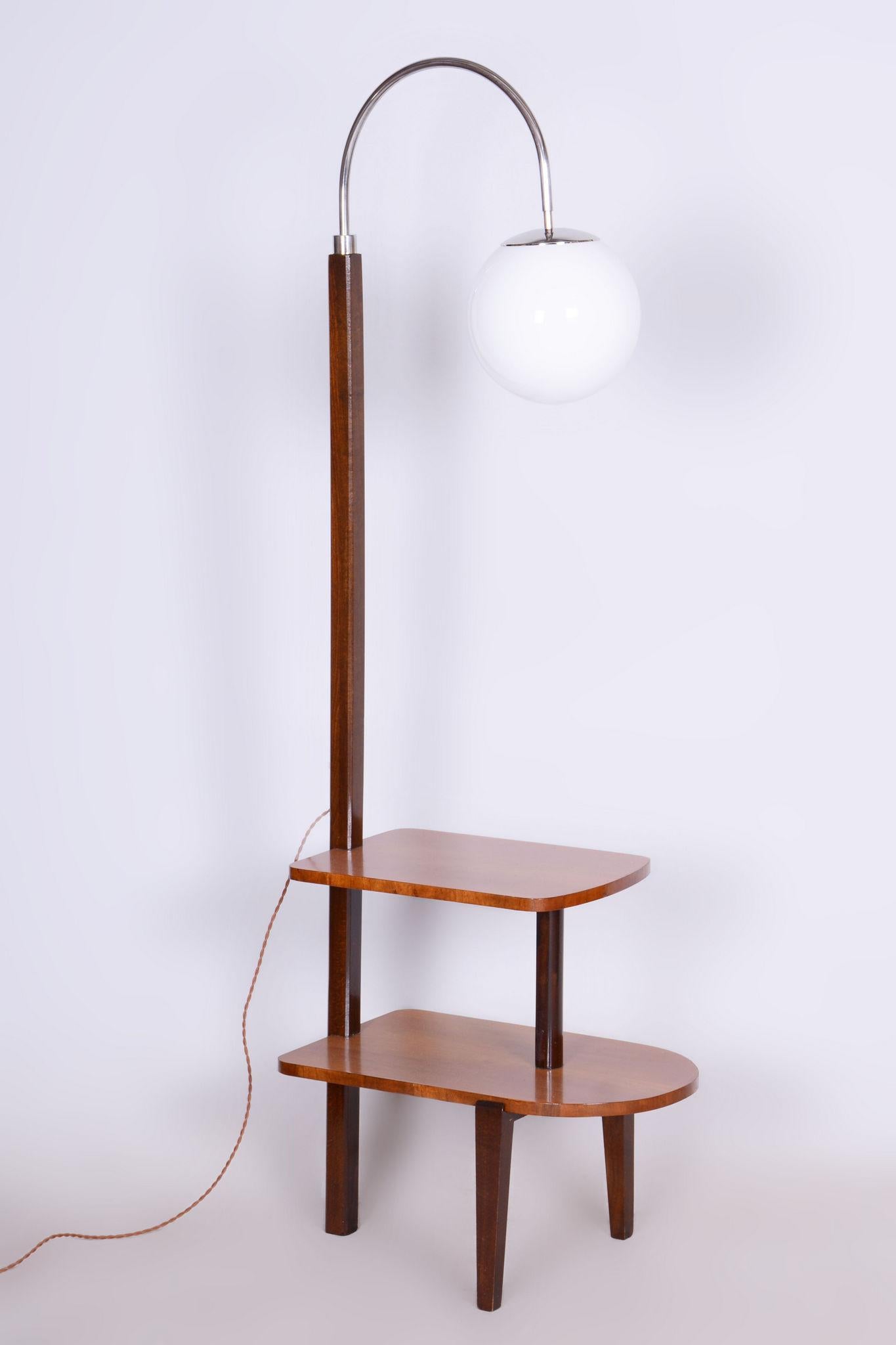 Restored ArtDeco Floor Lamp, J. Halabala, UP Zavody, Walnut, Czechia, 1930s For Sale 6