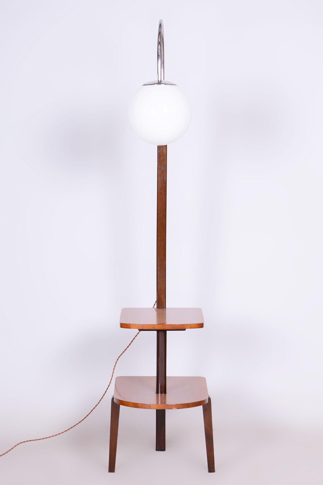 Art Deco Restored ArtDeco Floor Lamp, J. Halabala, UP Zavody, Walnut, Czechia, 1930s For Sale