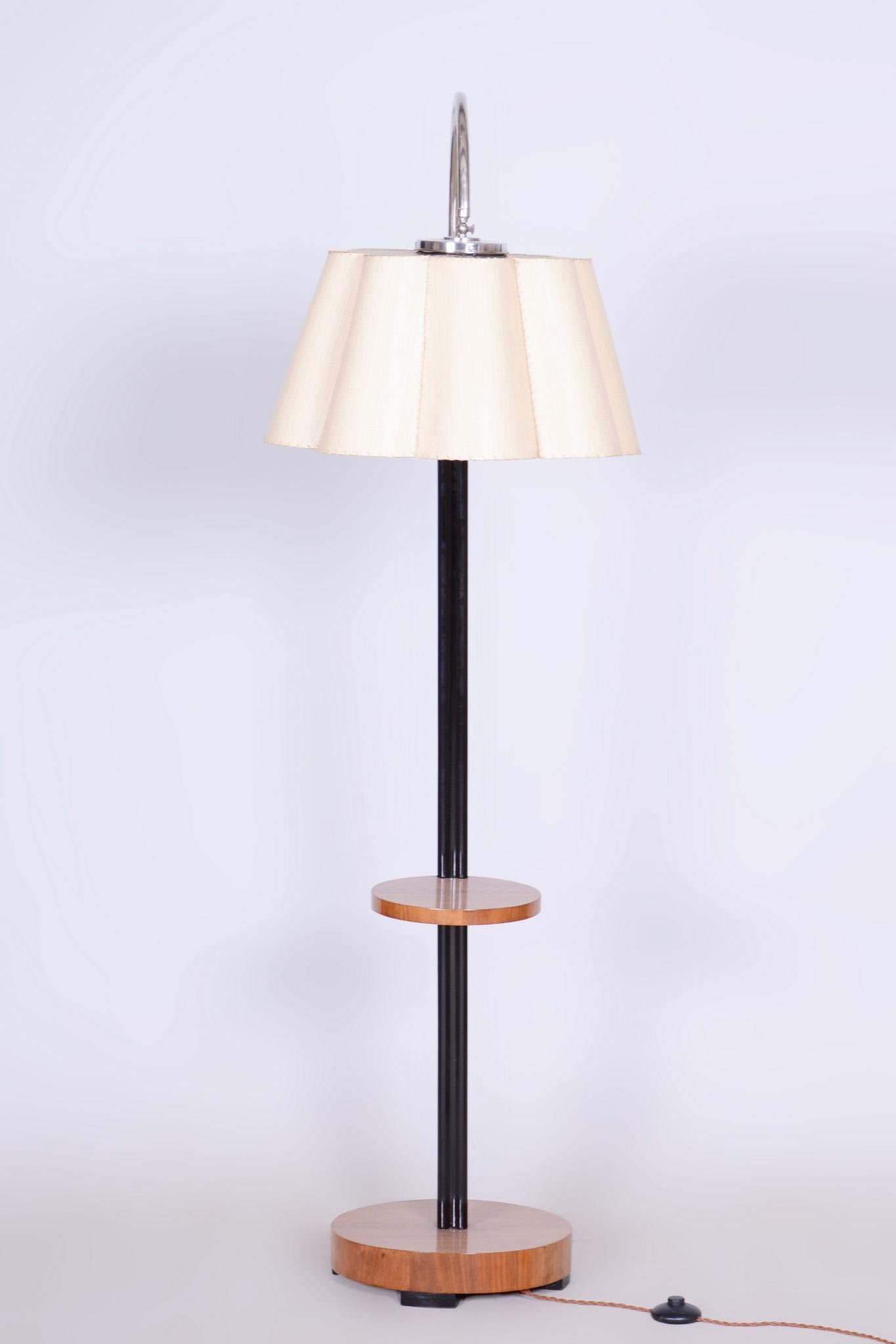 Restored ArtDeco Floor Lamp, J. Halabala, UP Zavody, Walnut Oak, Czechia, 1930s For Sale 4