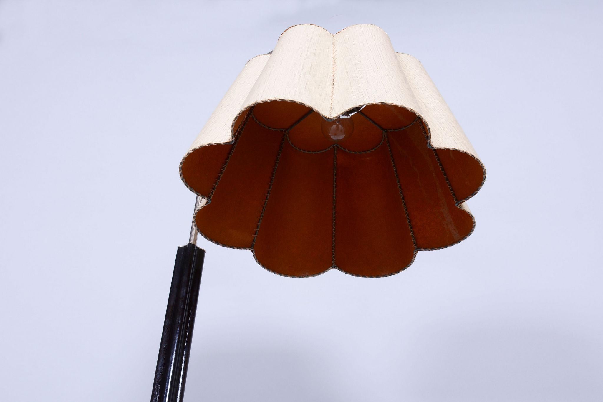 Mid-20th Century Restored ArtDeco Floor Lamp, J. Halabala, UP Zavody, Walnut Oak, Czechia, 1930s For Sale