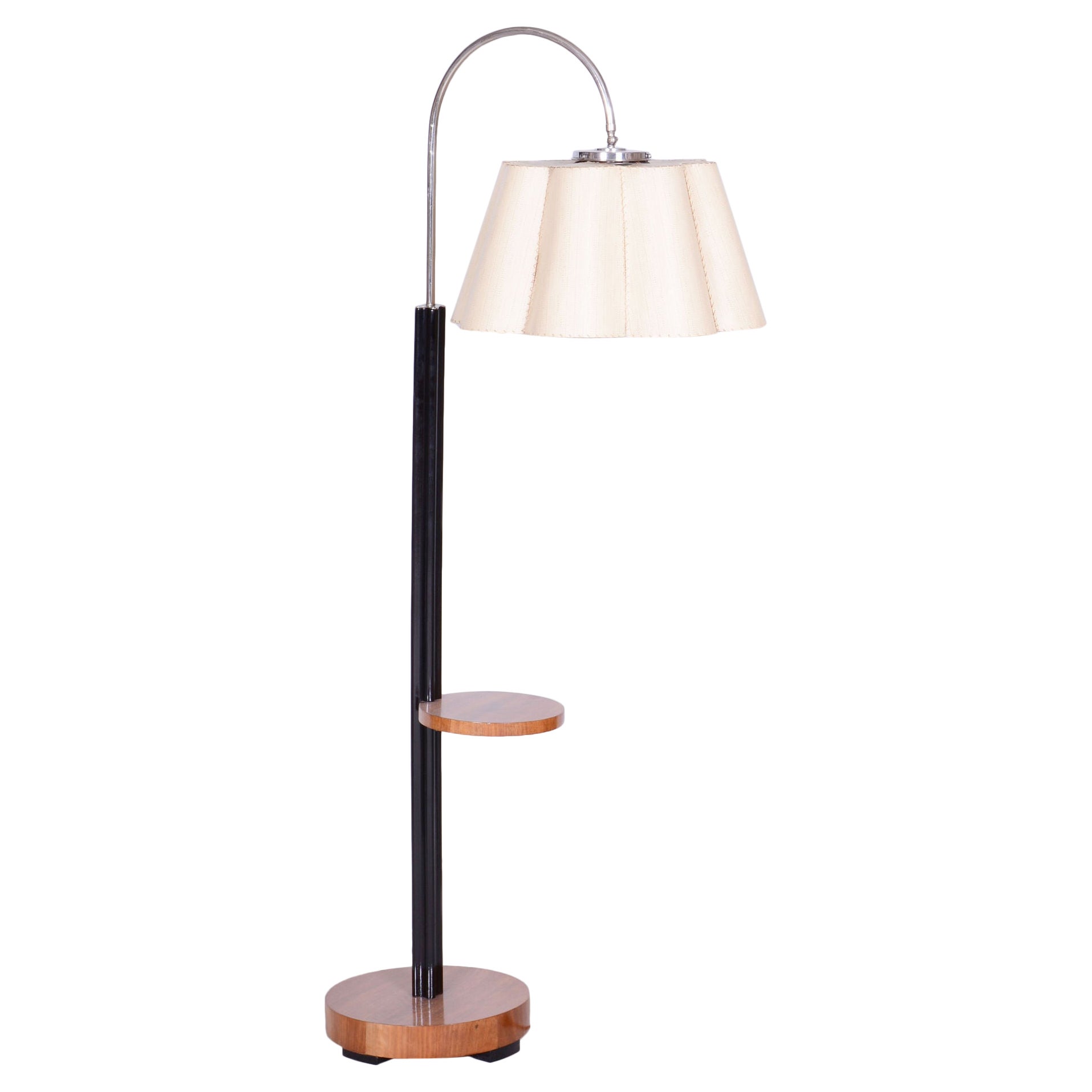 Lampadaire Art Déco restauré J. Halabala, UP Zavody, chêne de noyer, Tchèque, années 1930 en vente