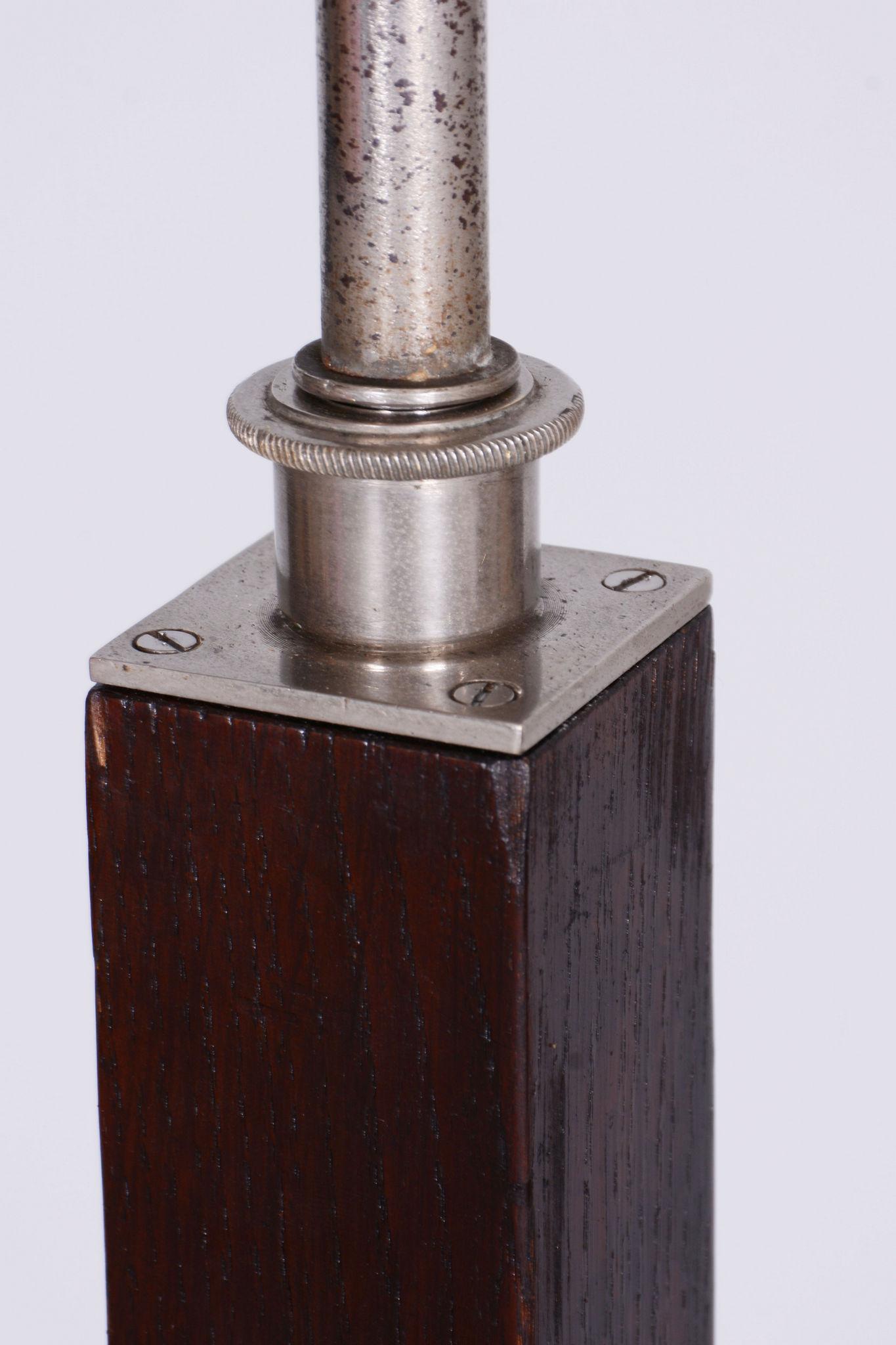 Mid-20th Century Restored ArtDeco Floor Lamp, J. Halabala, Walnut, Chrome, Glass, Czechia, 1930s