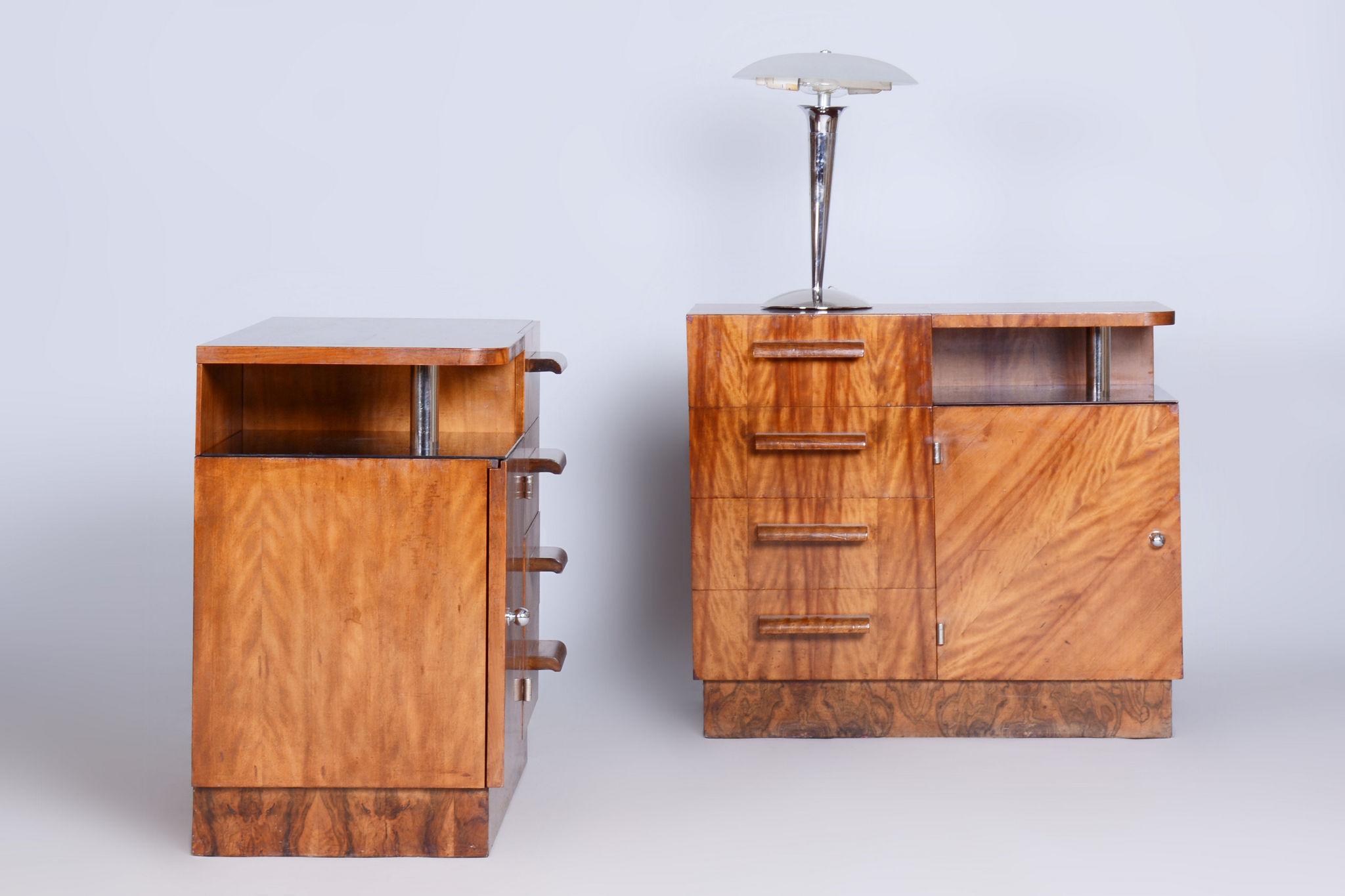 Restored ArtDeco Pair of Chests of Drawers, Palisandr, France, 1930s In Good Condition For Sale In Horomerice, CZ