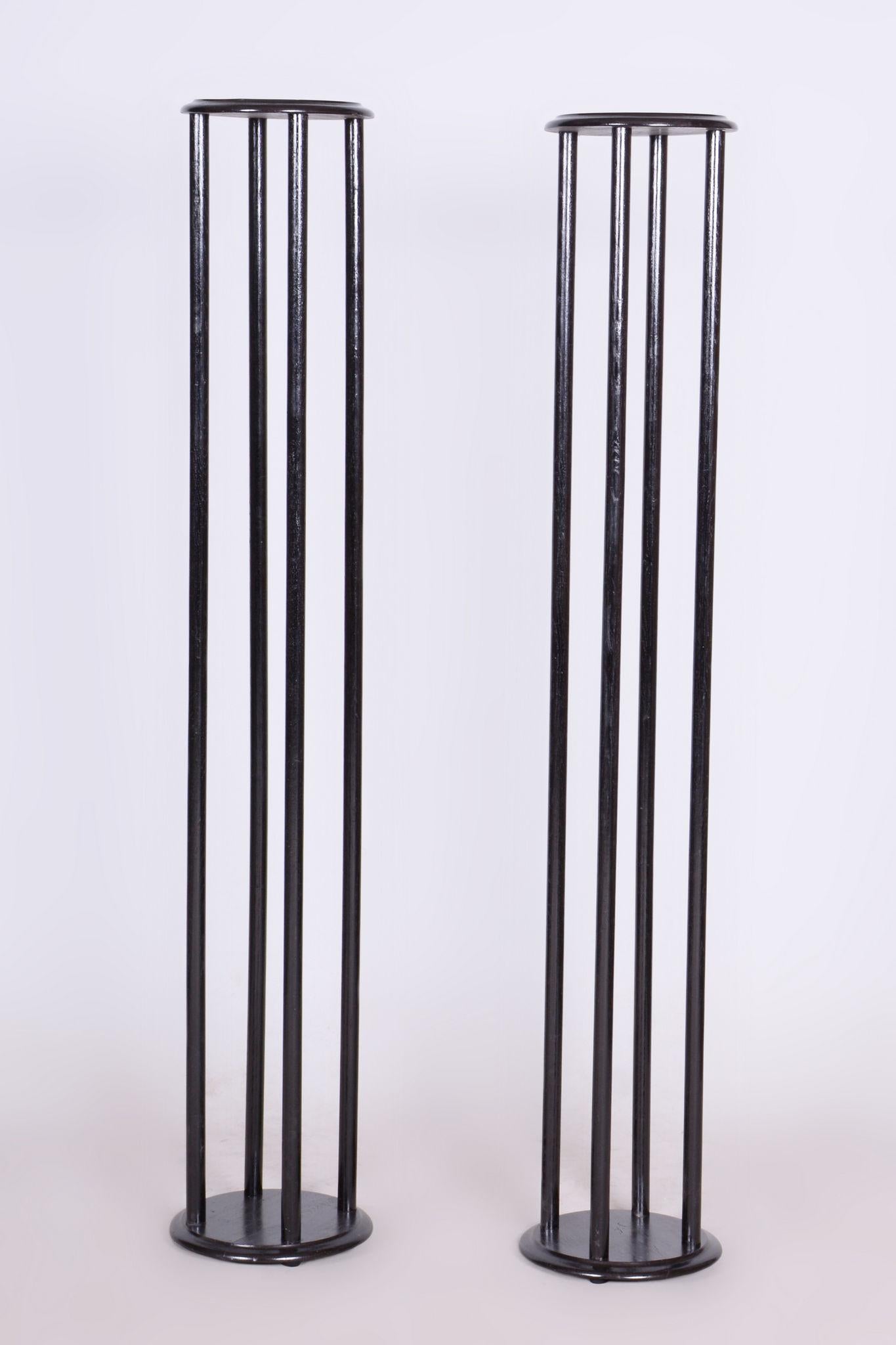 Early 20th Century Restored ArtDeco Pair of Pedestals, Hoffmann, Thonet, Beech, Austria, 1910s For Sale