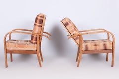 Coppia di sedie reclinabili ArtDeco restaurate, J. Halabala, Oak, Cechia, anni '30