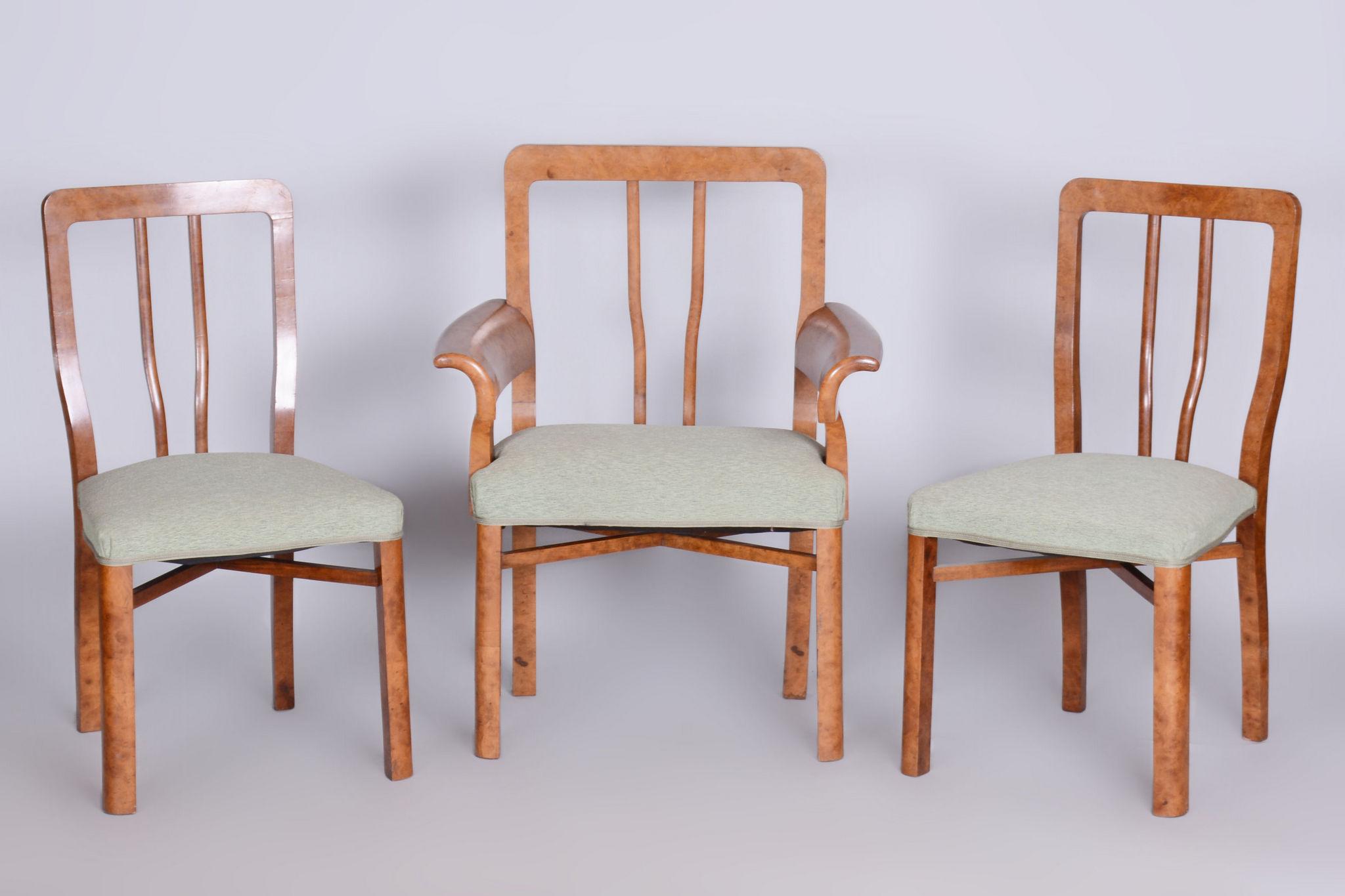 Art Deco Restored ArtDeco Seating Set, Beech, Maple Root Veneer, Czechia, 1930s For Sale