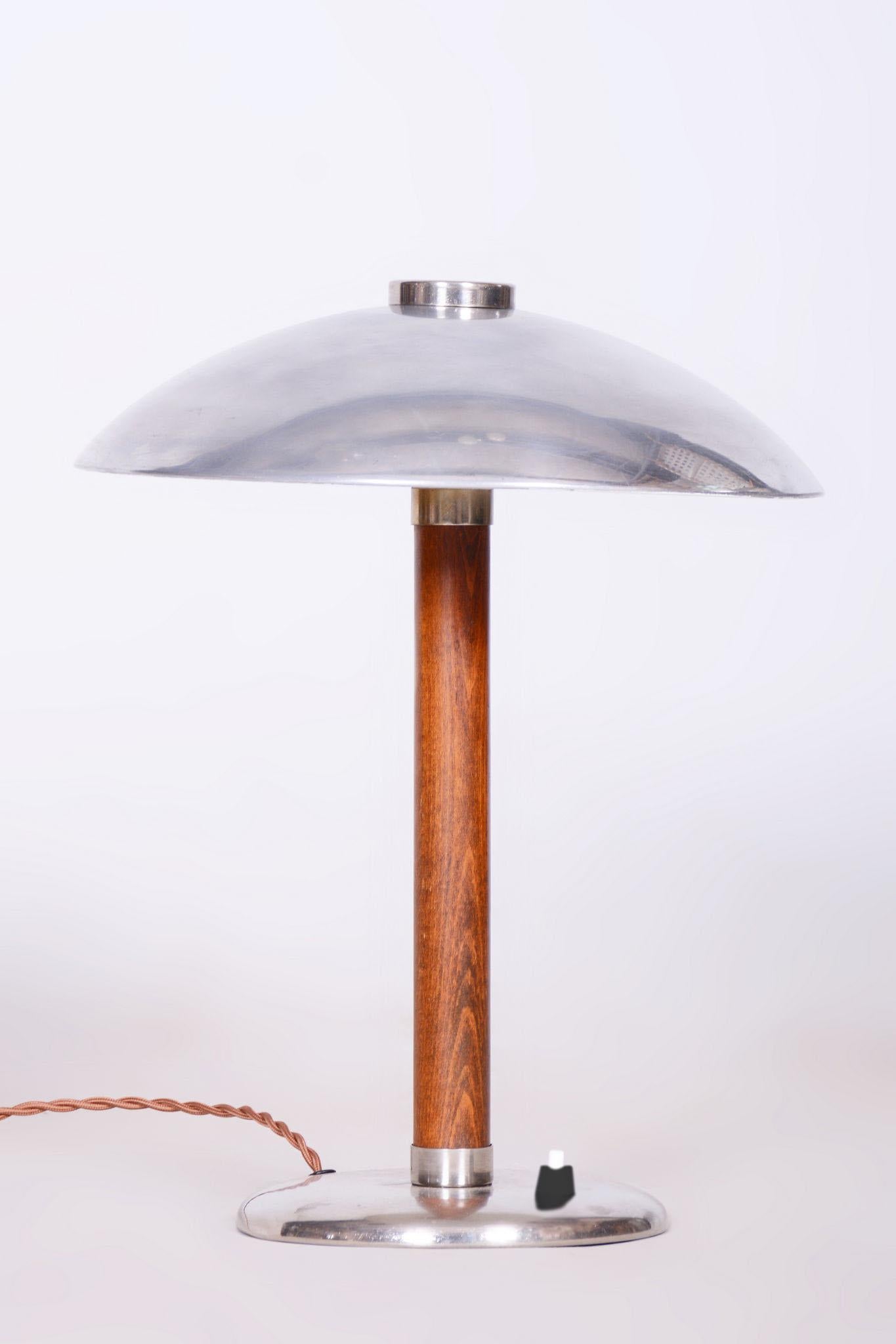 Restored ArtDeco Table Lamp, Chrome, New Electrification, Czechia, 1930s For Sale 1