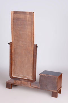 Restored ArtDeco Walnut Dressing Mirror, Revived Polish, Czechia, 1920s