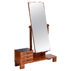Restored ArtDeco Walnut Dressing Mirror, Revived Polish, Czechia, 1920s