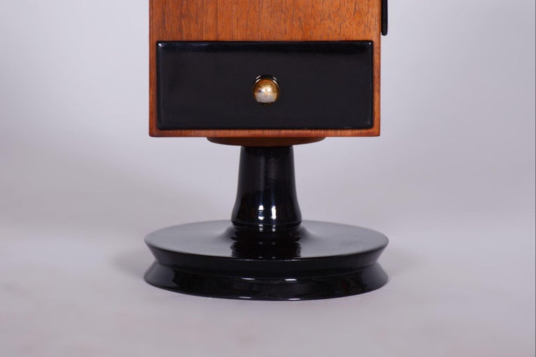 Restored Art Deco Walnut Jewelry Box, Rotating Watch Case, Czechia