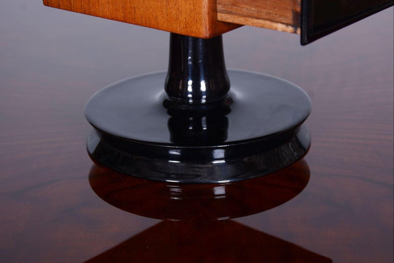 Restored Art Deco Walnut Jewelry Box, Rotating Watch Case, Czechia