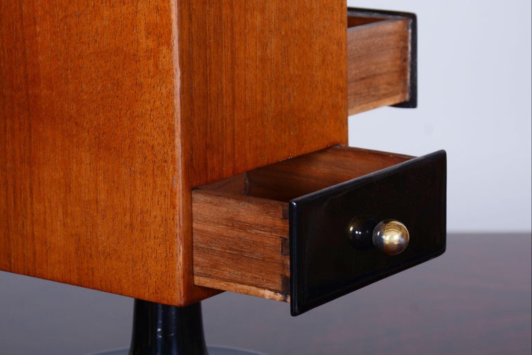 Restored Art Deco Walnut Jewelry Box, Rotating Watch Case, Czechia