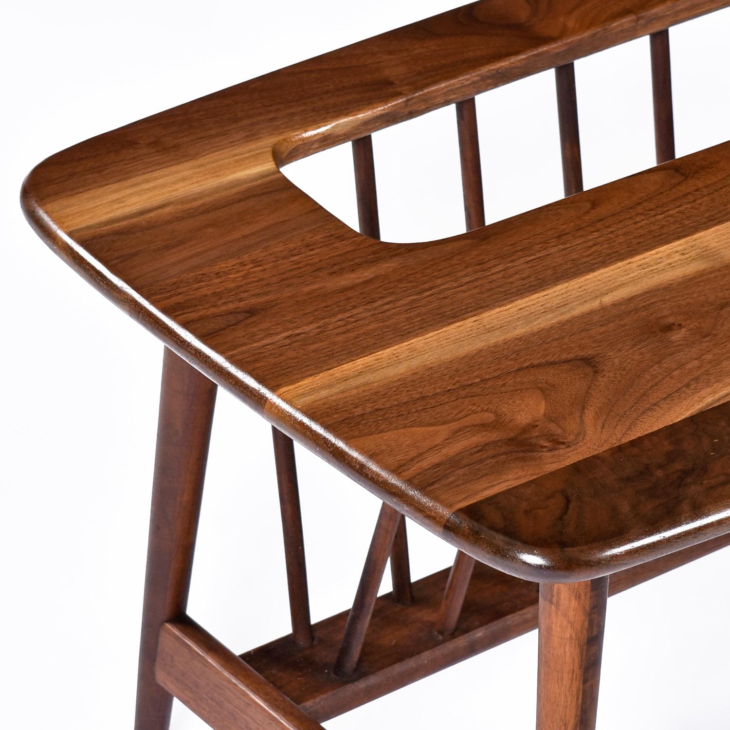 Mid-Century Modern Restored Arthur Umanoff Solid Walnut Magazine Rack Surfboard Coffee Table For Sale