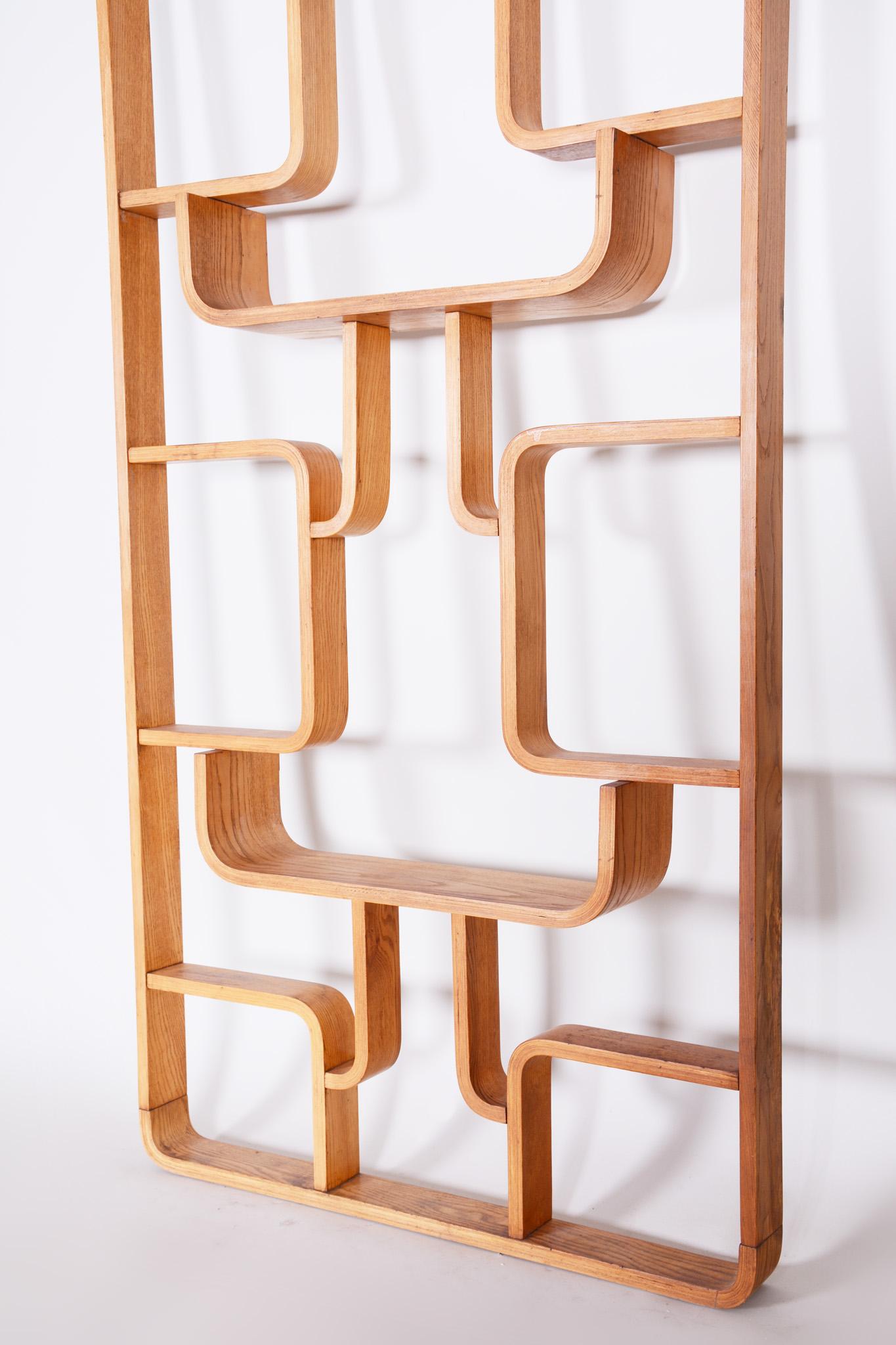 Mid-Century Modern Restored Ash Room Divider Wall Unit, Ludvik Volak for Drevopodnik Holesov, 1960s