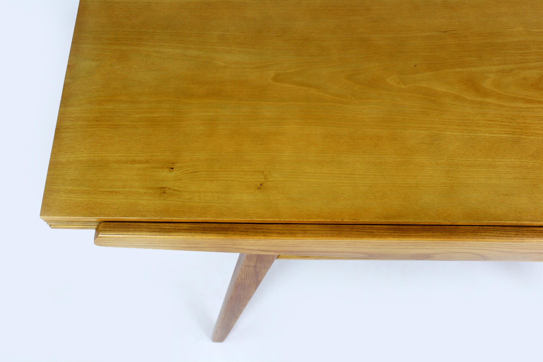 20th Century Restored Ash Veneered Extendable Table, 1960s For Sale