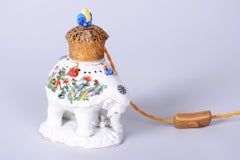 Restored Asian Table Lamp, Brass, Porcelain, New Electrification, India. 1970s
