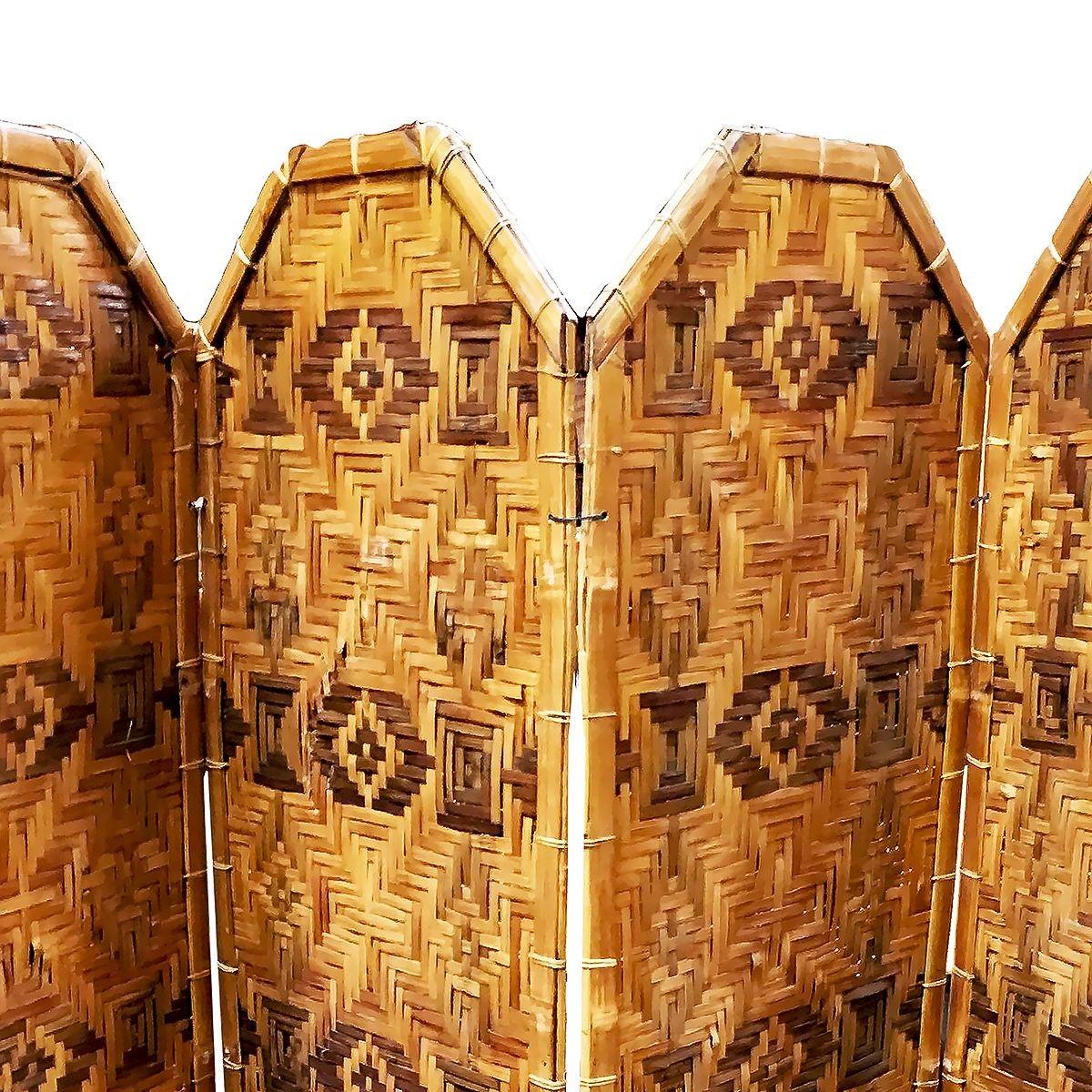 Restaurierter Raumteiler aus Bambus und geflochtenem Korbweide mit 4 Tafeln, 1920 (Art déco) im Angebot