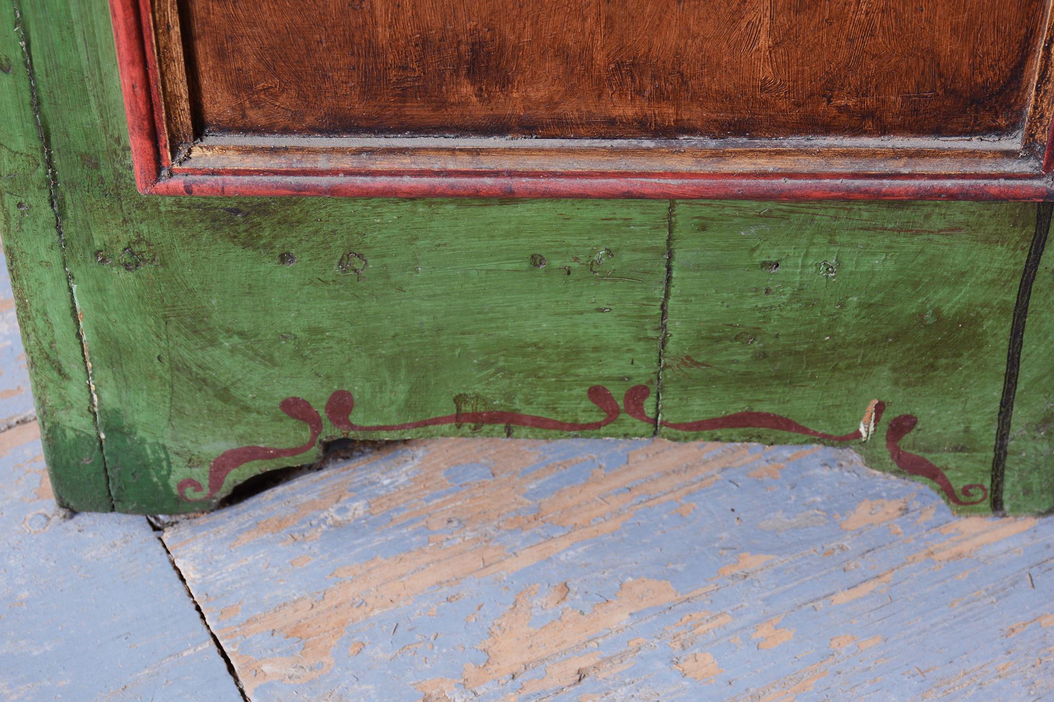 Restored Baroque Wardrobe, Spruce, Revitalized Paintings, Czech, 1800s For Sale 7