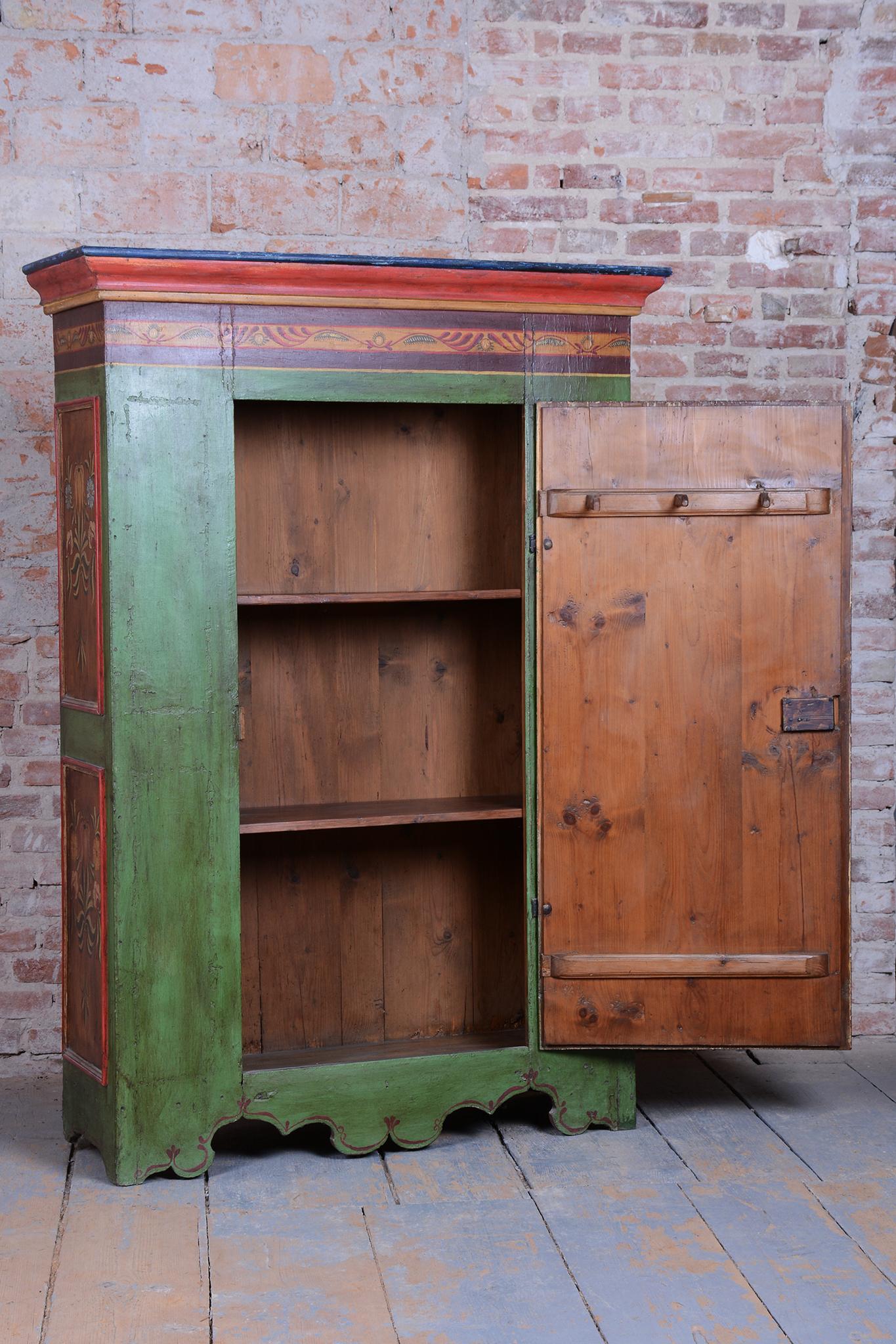Restored Baroque Wardrobe, Spruce, Revitalized Paintings, Czech, 1800s For Sale 12