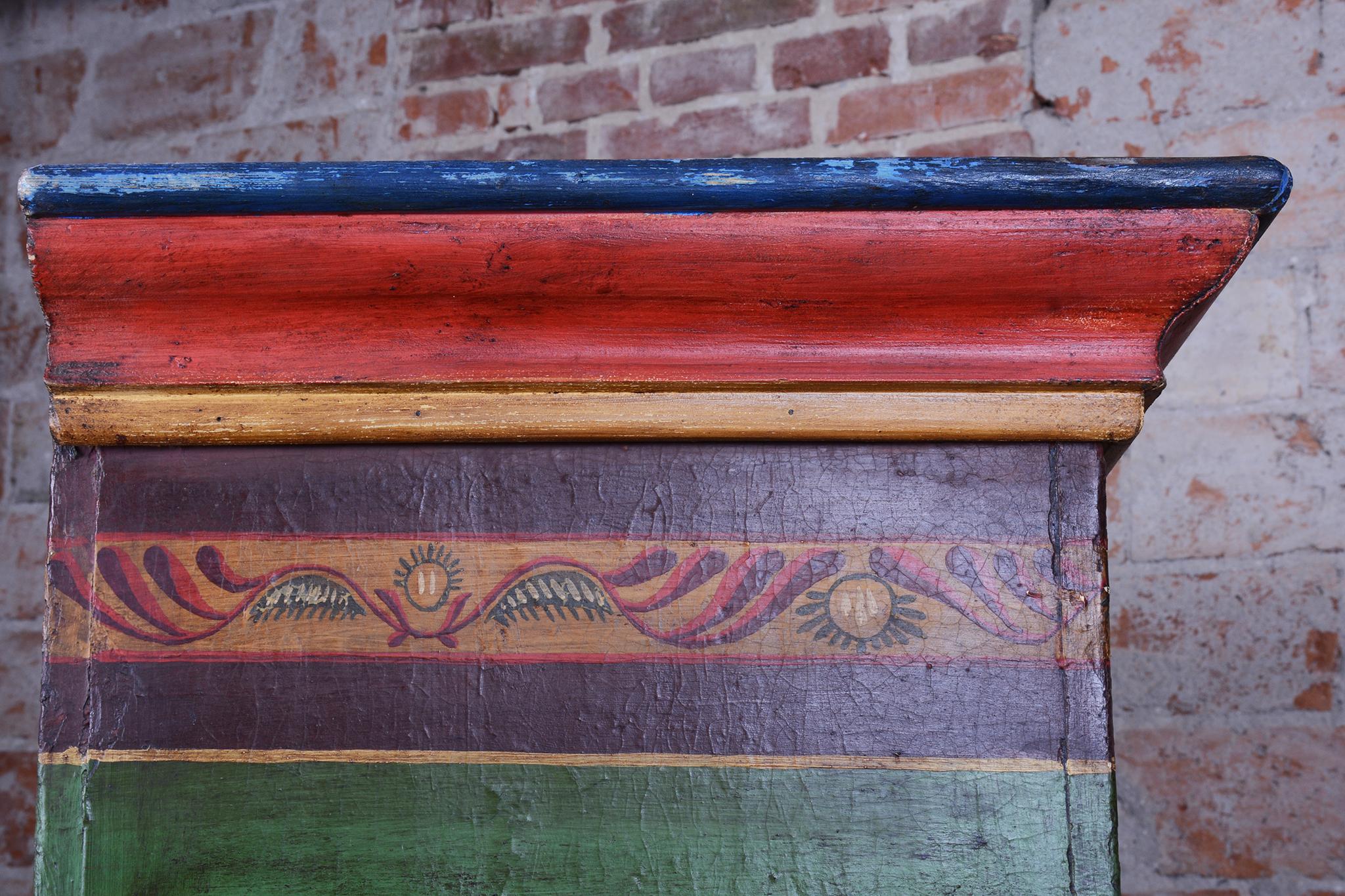 Restored Baroque Wardrobe, Spruce, Revitalized Paintings, Czech, 1800s For Sale 14