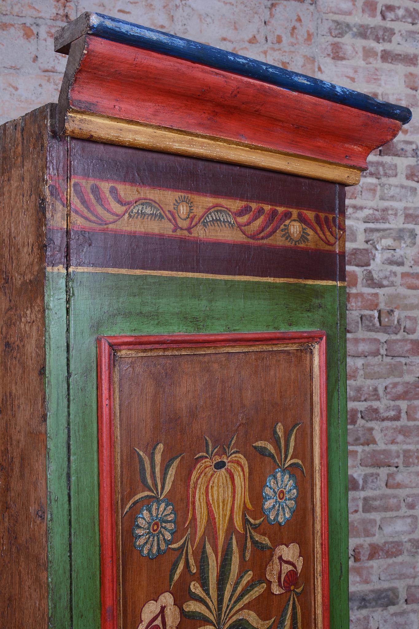 Restored Baroque Wardrobe, Spruce, Revitalized Paintings, Czech, 1800s For Sale 15