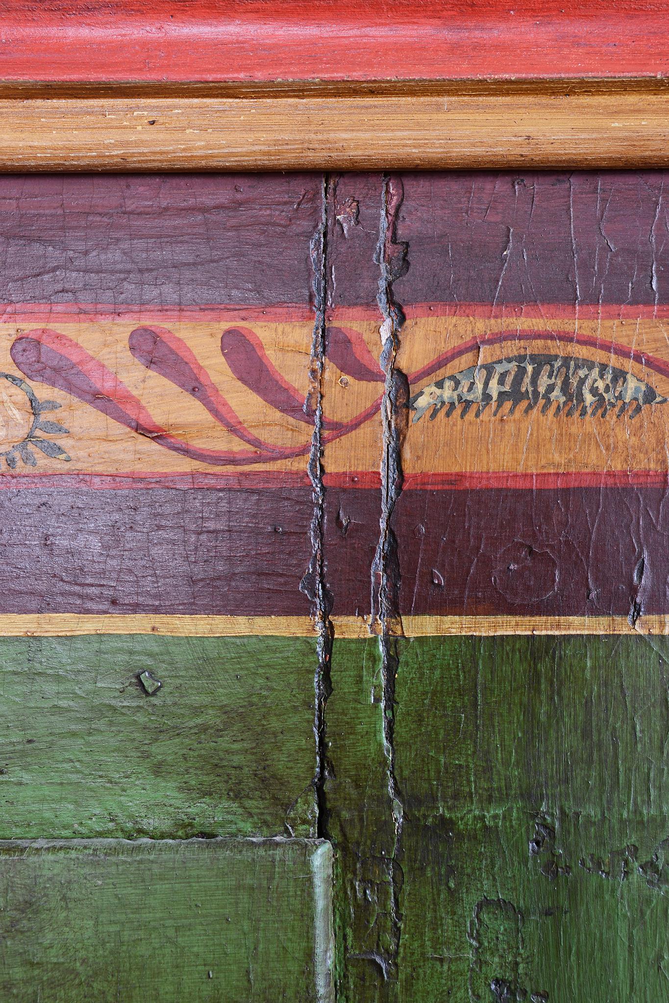 Restored Baroque Wardrobe, Spruce, Revitalized Paintings, Czech, 1800s For Sale 3