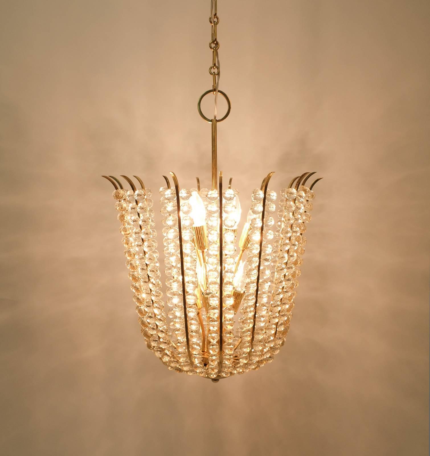 Large basket chandelier by Bakalowits & Soehne, Austria, circa 1950

Diameter is 18.5