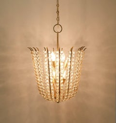 Bakalowits Basket Crystal and Brass Chandelier Restored, circa 1950
