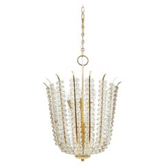 Bakalowits Basket Crystal and Brass Chandelier Restored, circa 1950